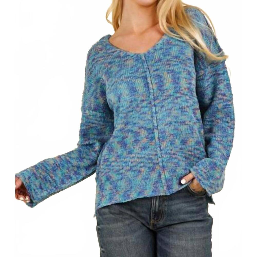 NEW VERY J mountain lady sweater top in blue